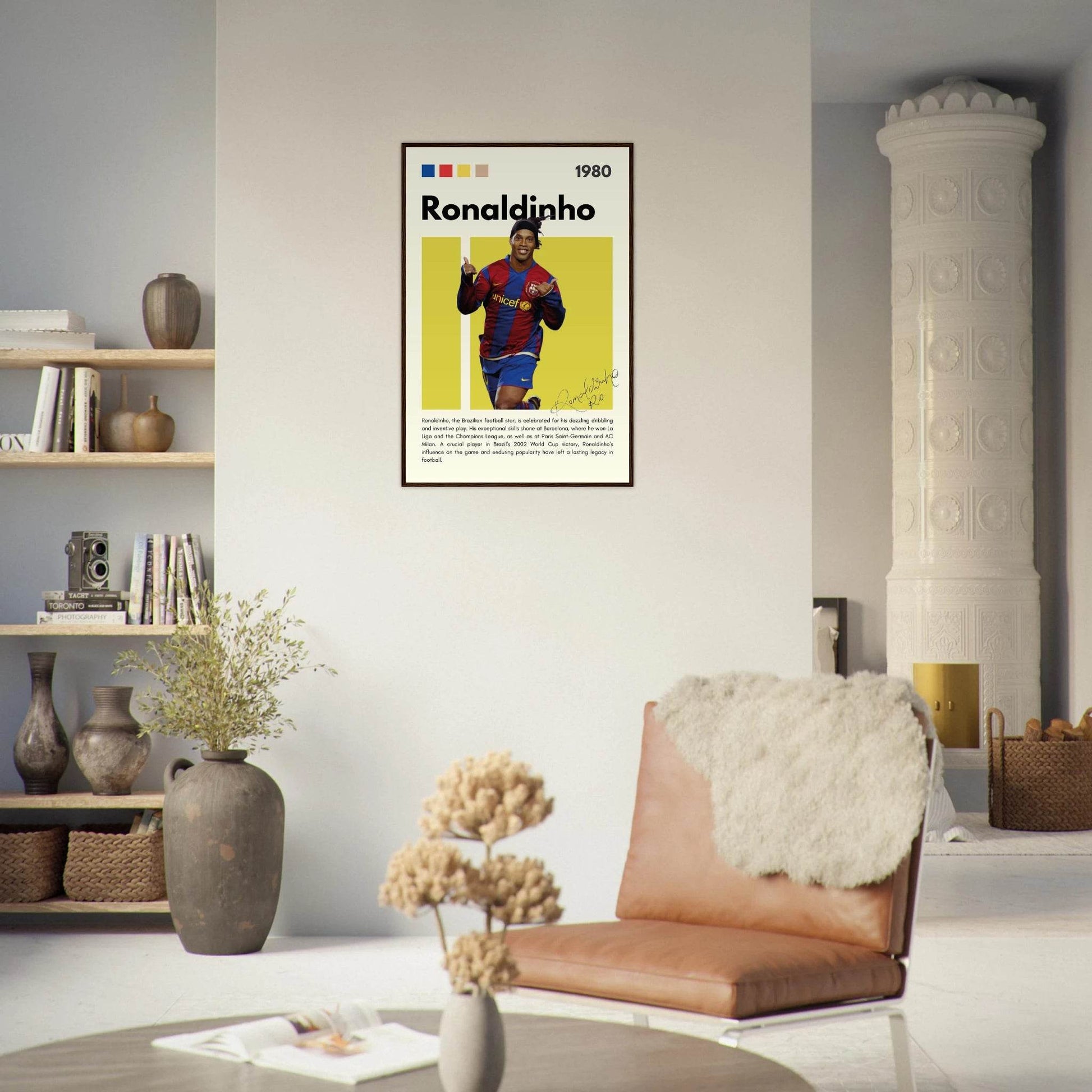 Ronaldinho Barcelona Brazil Football Legends Poster Wall Art - Vibrantwalls