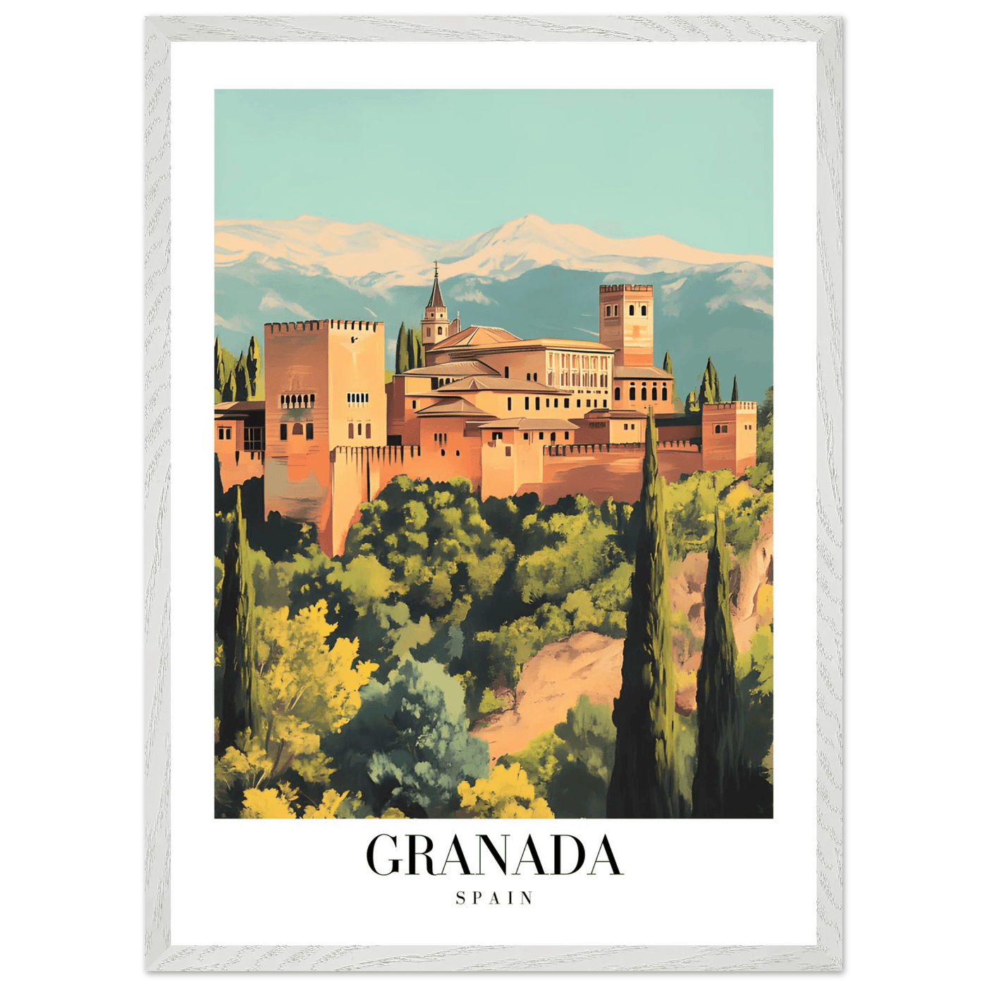 Granada Spain Framed Poster – Vintage Travel Wall Art with Wooden Frame - Vibrantwalls