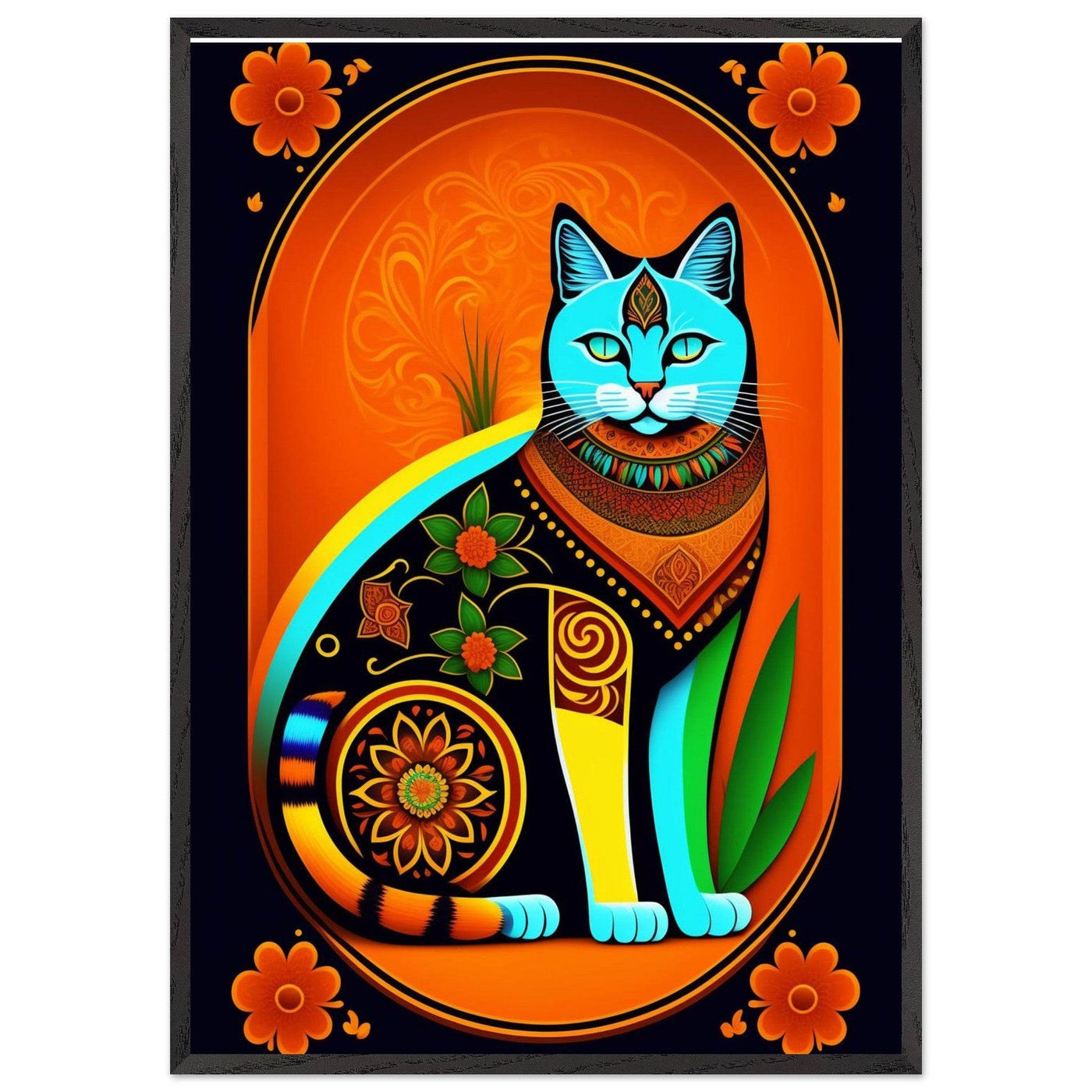 Boho Chic Cat Art - Vibrantwalls
