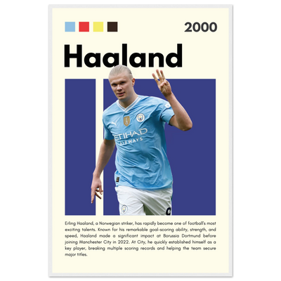 Erling Haaland Manchester City Framed Football Poster 60x90 cm 24x36″ White frame Vibrantwalls