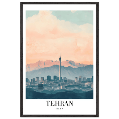 Tehran Iran Framed Poster – Vintage Cityscape Wall Art with Soft Hues & Wooden Frame - Vibrantwalls