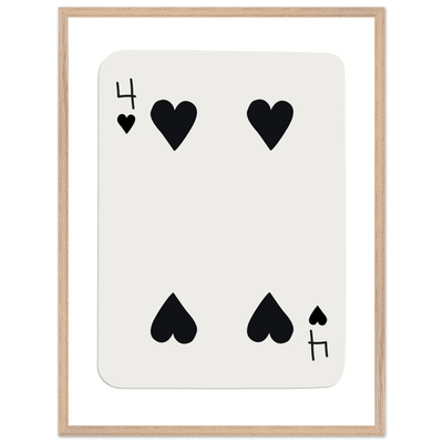 Minimalist Four of Hearts Poker Card Print - Mounted Framed Poster Art, Eco-Friendly Wood Frame - Vibrantwalls