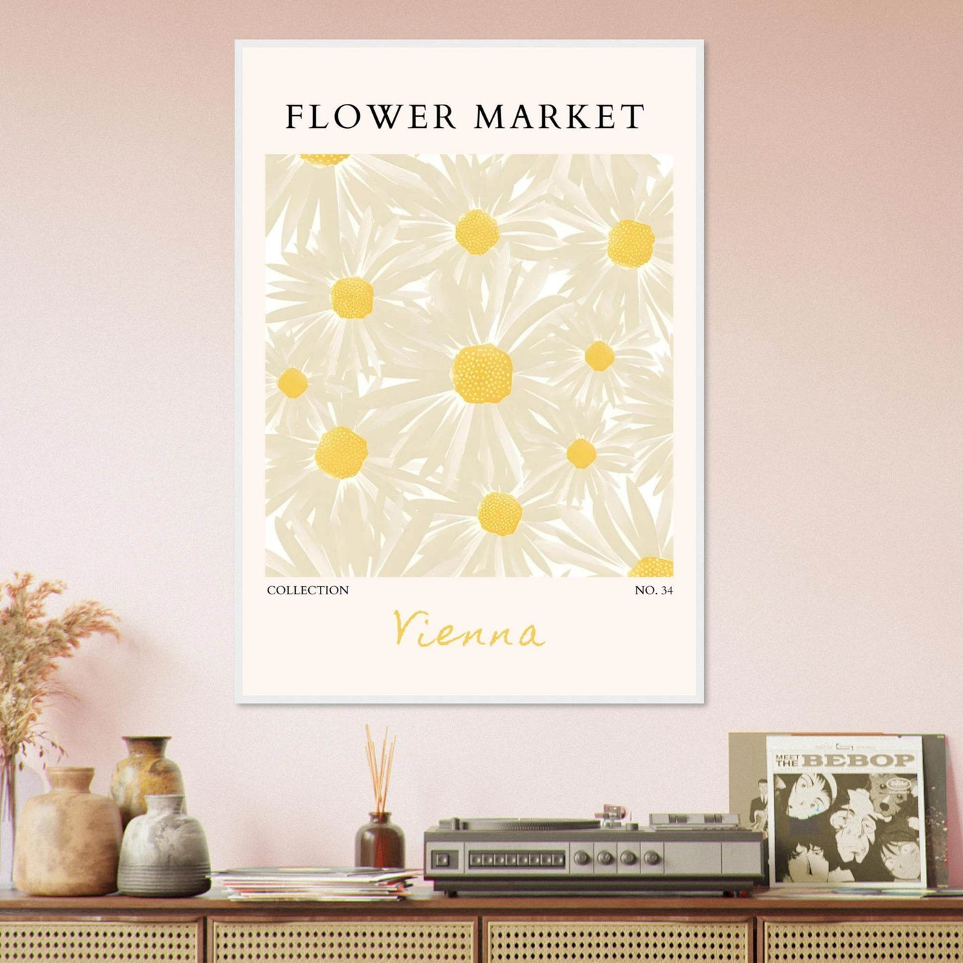 Flower Market Vienna Collection Framed Poster – Daisy Bloom Art Print | Ready-to-Hang Floral Decor - Vibrantwalls