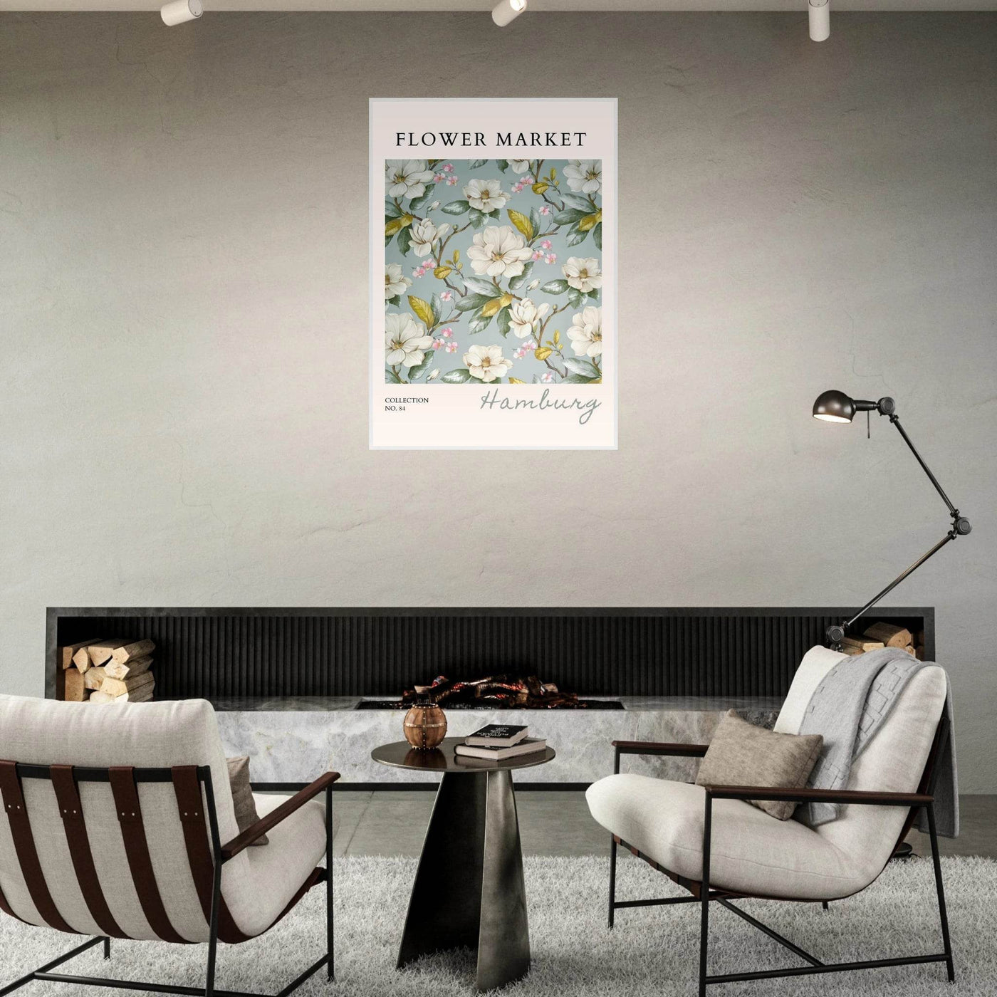 Hamburg 'Flower Market' Framed Poster – Elegant Magnolia & Cherry Blossom Art Print | Ready-to-Hang - Vibrantwalls
