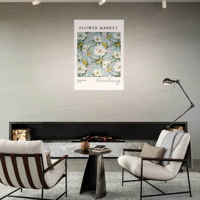 Hamburg 'Flower Market' Framed Poster – Elegant Magnolia & Cherry Blossom Art Print | Ready-to-Hang - Vibrantwalls