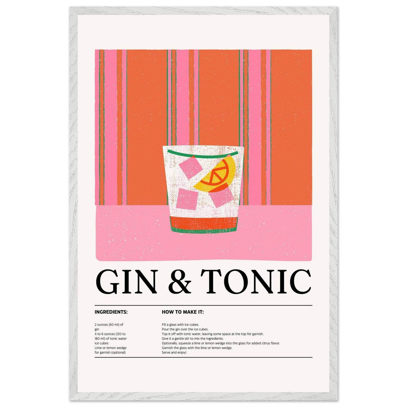 Gin Tonic Cocktail Recipe Minimalist Design Print - Vibrantwalls