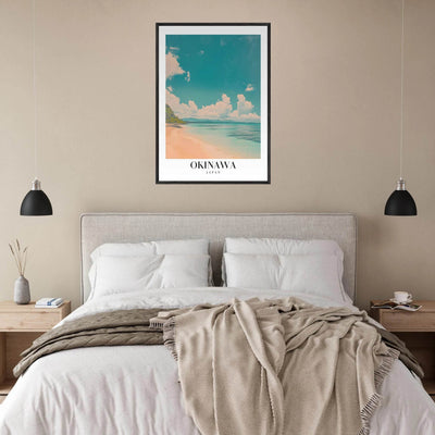 Okinawa Japan Framed Poster – Vintage Beach Travel Wall Art with Wooden Frame - Vibrantwalls