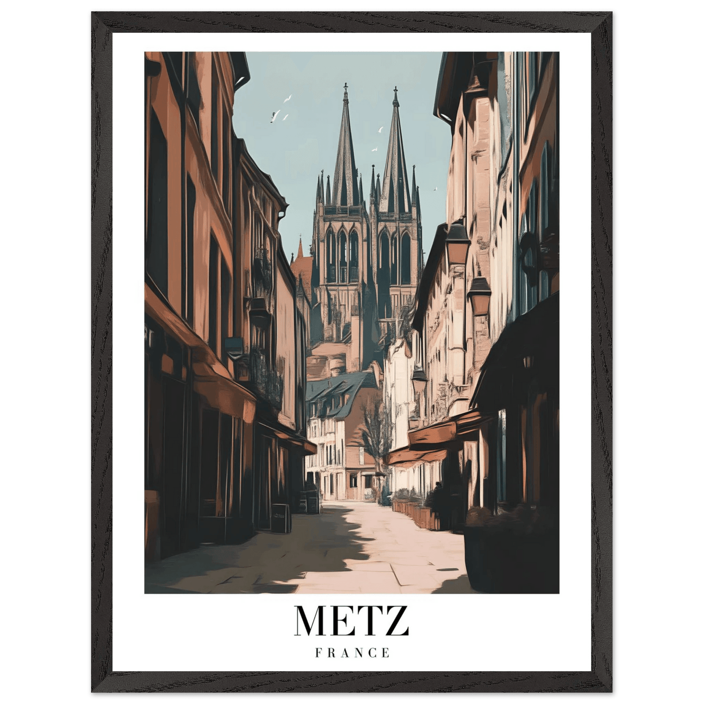 Metz France Framed Poster – Vintage European Cityscape Wall Art with Customizable Wooden Frame - Vibrantwalls