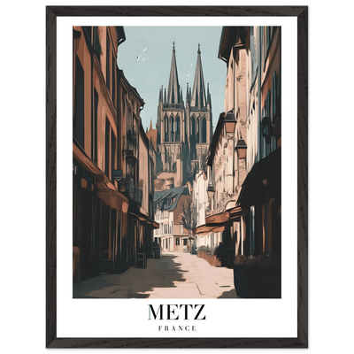 Metz France Framed Poster – Vintage European Cityscape Wall Art with Customizable Wooden Frame - Vibrantwalls