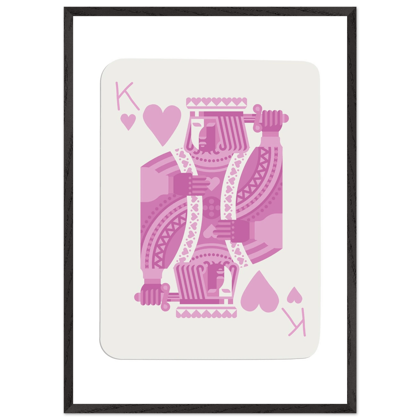 King of Hearts Modern Pink Poker Card Art - Mounted Framed Poster, Eco-Friendly Wood Frame - Vibrantwalls