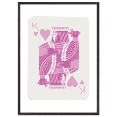 King of Hearts Modern Pink Poker Card Art - Mounted Framed Poster, Eco-Friendly Wood Frame - Vibrantwalls