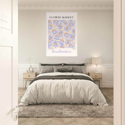 Abstract Floral Market Framed Poster – Whimsical Amsterdam Daisy Art Prints | Ready-to-Hang in Various Sizes - Vibrantwalls