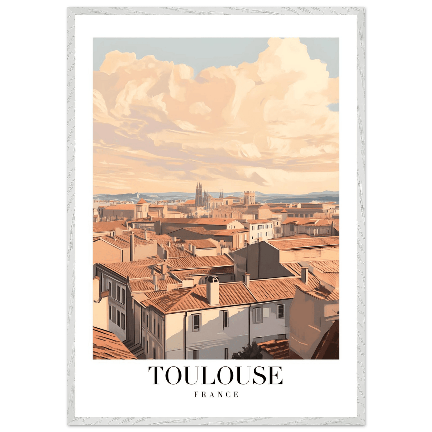 Toulouse France Framed Poster – Vintage Sunset Cityscape Wall Art with Wooden Frame - Vibrantwalls