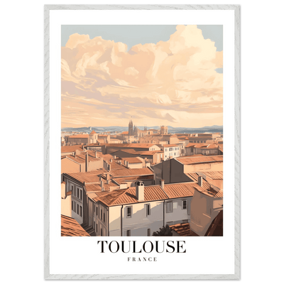 Toulouse France Framed Poster – Vintage Sunset Cityscape Wall Art with Wooden Frame - Vibrantwalls