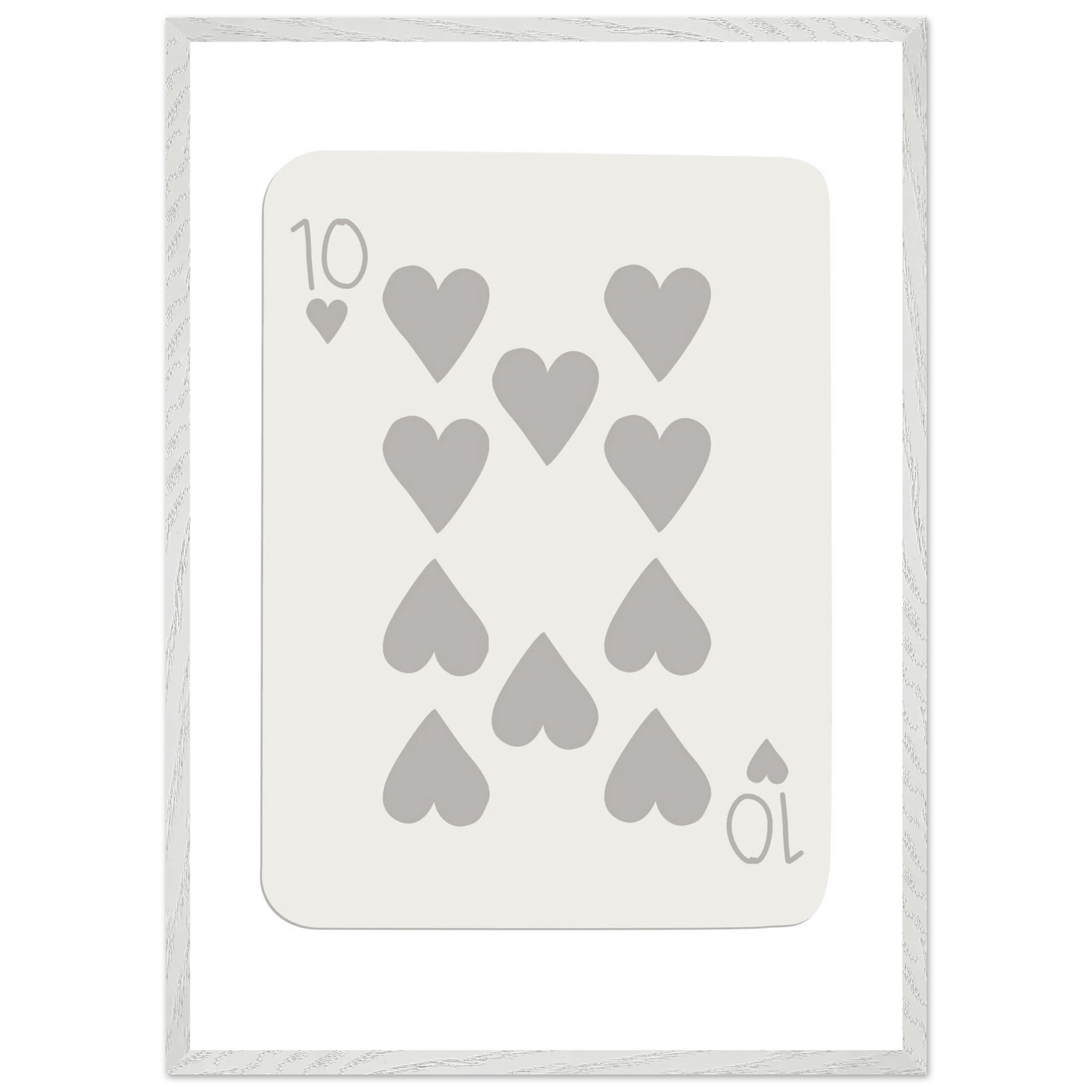 Minimalist Ten of Hearts Playing Card Print - Framed Poster Art, Eco-Friendly Wood Frame in Your Choice of Size & Finish - Vibrantwalls