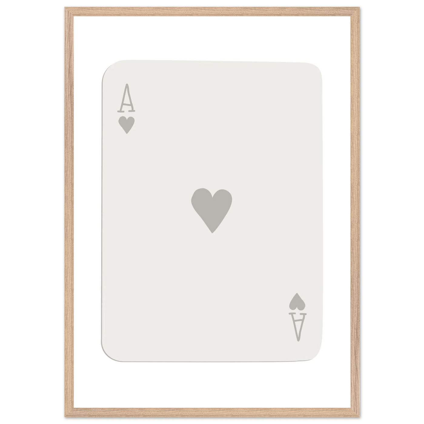 Minimalist Ace of Hearts Poker Card Art - Eco-Friendly Framed Poster Print in Various Sizes & Frame Finishes - Vibrantwalls