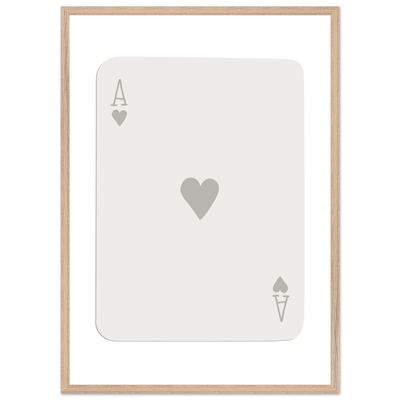Minimalist Ace of Hearts Poker Card Art - Eco-Friendly Framed Poster Print in Various Sizes & Frame Finishes - Vibrantwalls