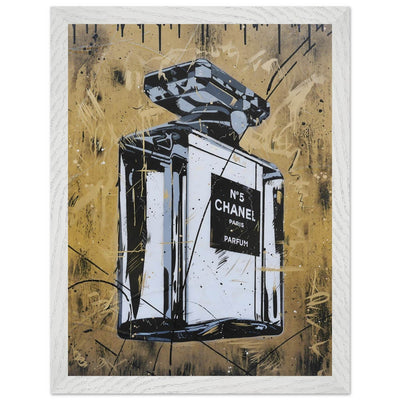 Abstract Chanel N°5 Art Print - Luxury Perfume Wall Art in Premium Mounted Frame - Vibrantwalls