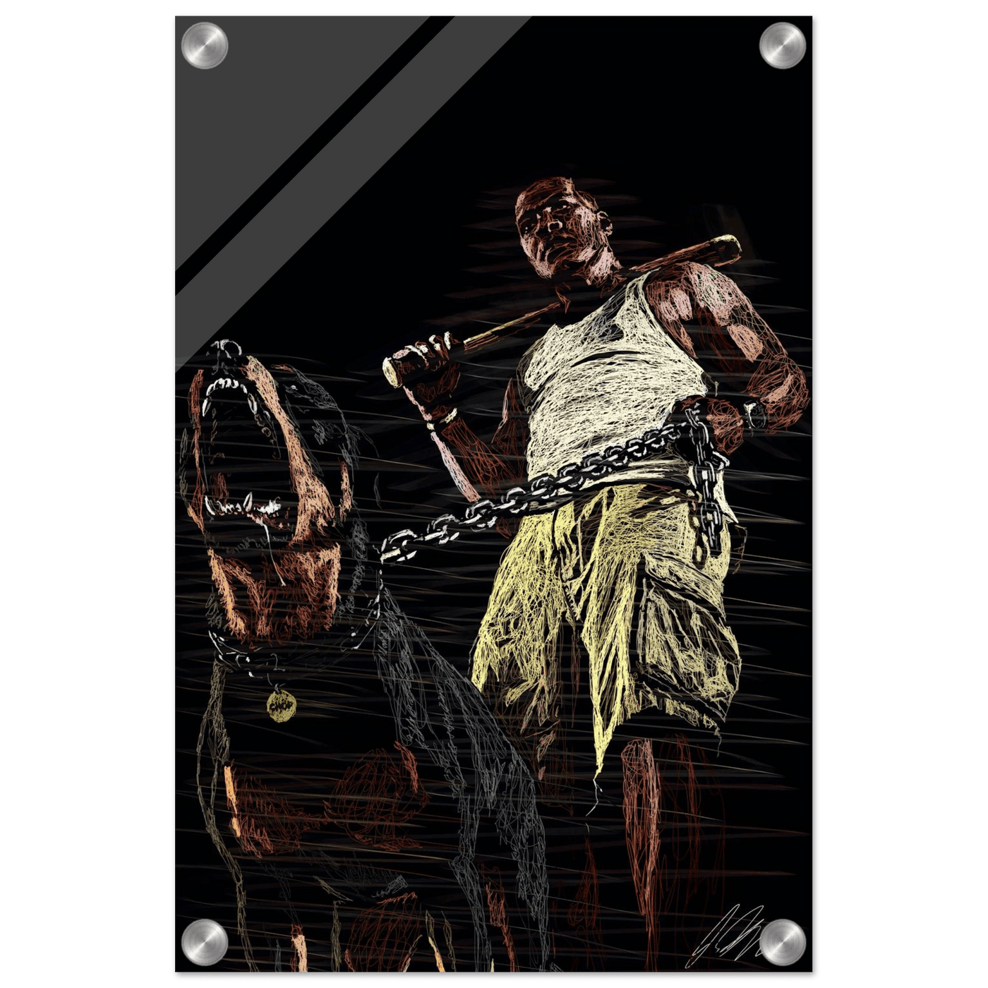 Connor McGregor & Rottweiler Sketch Acrylic Print – Dynamic, Modern, Conversation-Starting Wall Art - Vibrantwalls