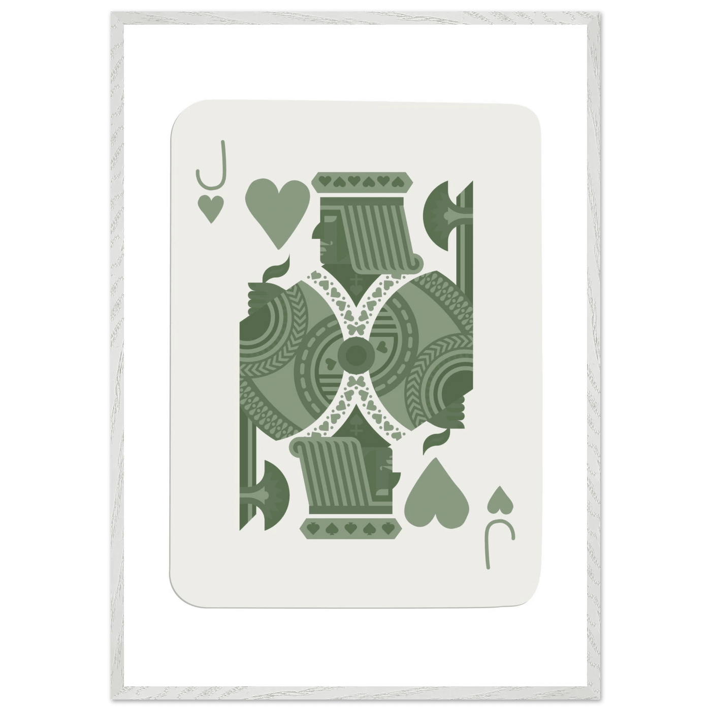 Minimalist Jack of Hearts Poker Card Print - Mounted Framed Eco-Friendly Art with Wood Frame - Vibrantwalls