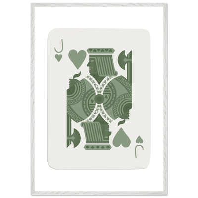 Minimalist Jack of Hearts Poker Card Print - Mounted Framed Eco-Friendly Art with Wood Frame - Vibrantwalls