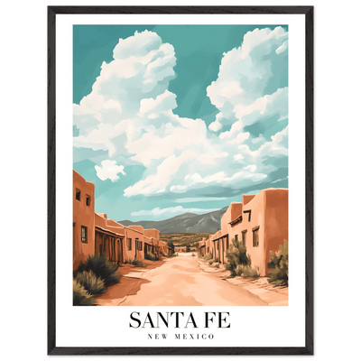 Santa Fe New Mexico Framed Poster – Vintage Southwest Wall Art with Wooden Frame - Vibrantwalls