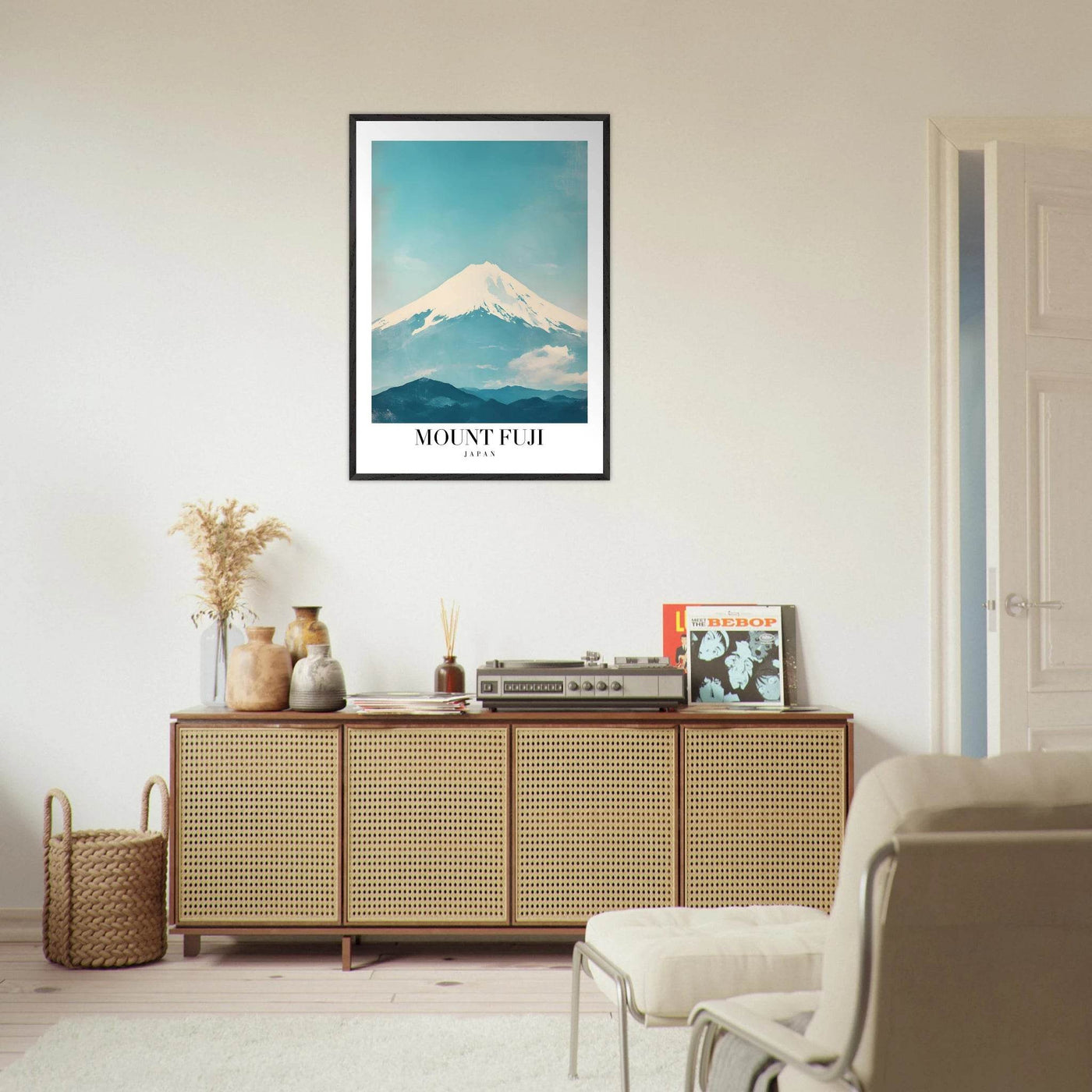 Mount Fuji Japan Framed Poster – Serene Vintage Travel Wall Art with Wooden Frame - Vibrantwalls