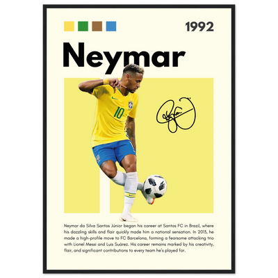 Neymar Jr. Brazilian Football Legend Framed Poster – Vibrant Pop Art Football Print A1 (59.4 x 84.1 cm) Black frame Vibrantwalls