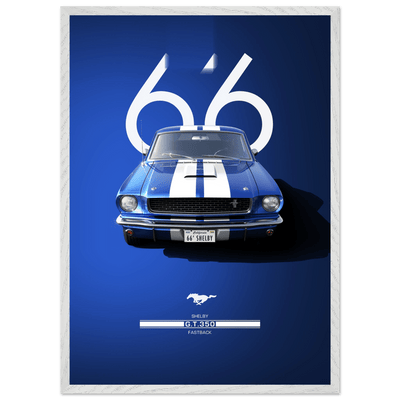 1966 Shelby GT.350 Fastback Framed Poster - Iconic Blue & White Design | Ready-to-Hang Wall Art - Vibrantwalls