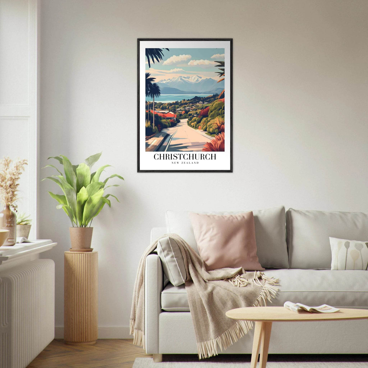 Christchurch New Zealand Framed Poster – Vintage Travel Wall Art with Wooden Frame - Vibrantwalls
