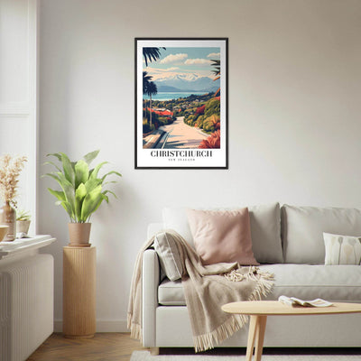 Christchurch New Zealand Framed Poster – Vintage Travel Wall Art with Wooden Frame - Vibrantwalls