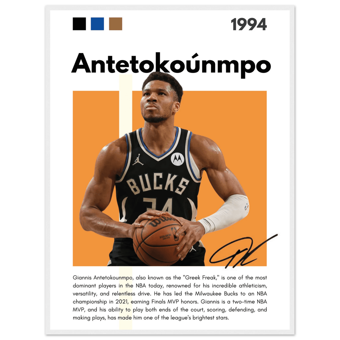 Giannis Antetokounmpo Greek Freak Bucks Poster - Vibrantwalls