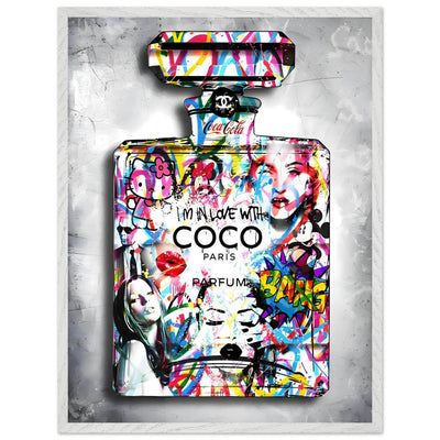 Vibrant Pop Art Chanel Perfume Bottle Print - Graffiti Chic Wall Decor for Fashion Lovers - Vibrantwalls