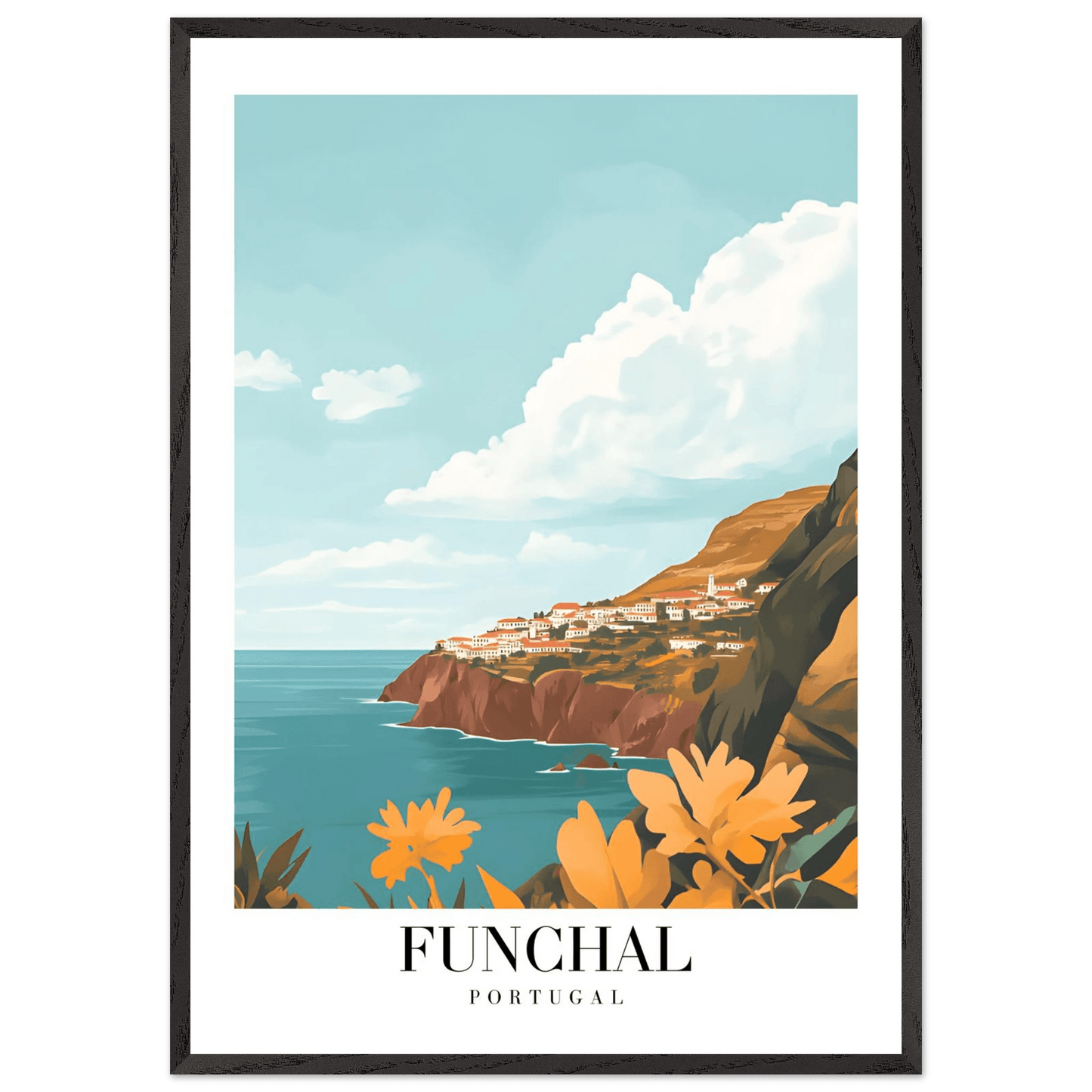 Funchal Portugal Coastal Vintage Travel Poster - Wall Art - Vibrantwalls