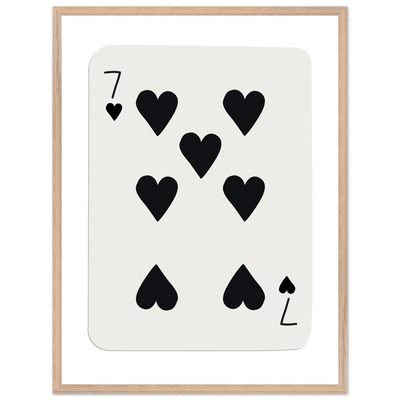 Seven of Hearts - Modern Poker Card Print Art - Eco-Friendly Wood Framed Poster, in your choice of elegant frames - Vibrantwalls