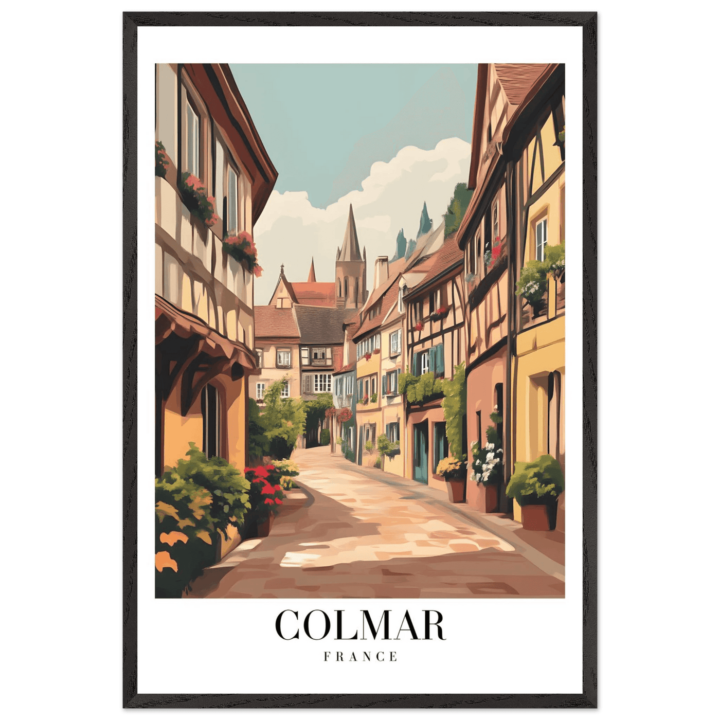 Colmar France Framed Poster – Vintage European Village Wall Art with Wooden Frame - Vibrantwalls
