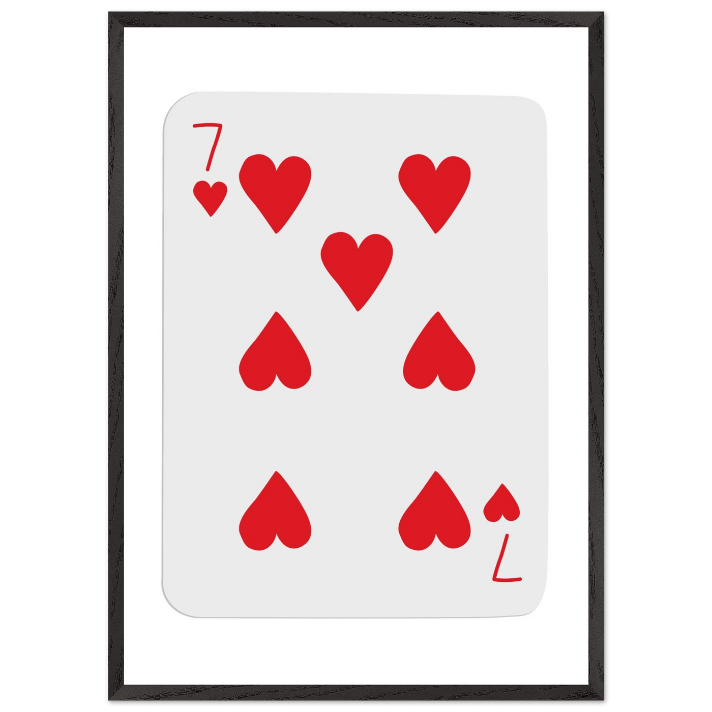 Lucky 7 of Hearts Poker Card Print - Mounted Framed Wall Art, Eco-Friendly Wood Frame & Multiple Sizes - Vibrantwalls
