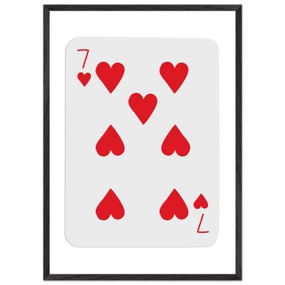 Lucky 7 of Hearts Poker Card Print - Mounted Framed Wall Art, Eco-Friendly Wood Frame & Multiple Sizes - Vibrantwalls