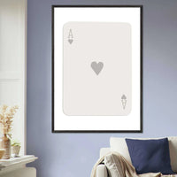 Minimalist Ace of Hearts Poker Card Art - Eco-Friendly Framed Poster Print in Various Sizes & Frame Finishes - Vibrantwalls