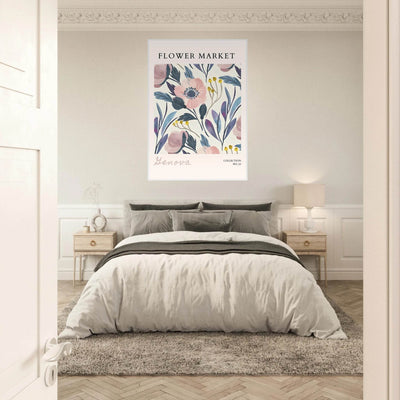 Flower Market 'Genova' Framed Poster – Blush & Indigo Floral Art Print | Ready-to-Hang Botanical Decor - Vibrantwalls
