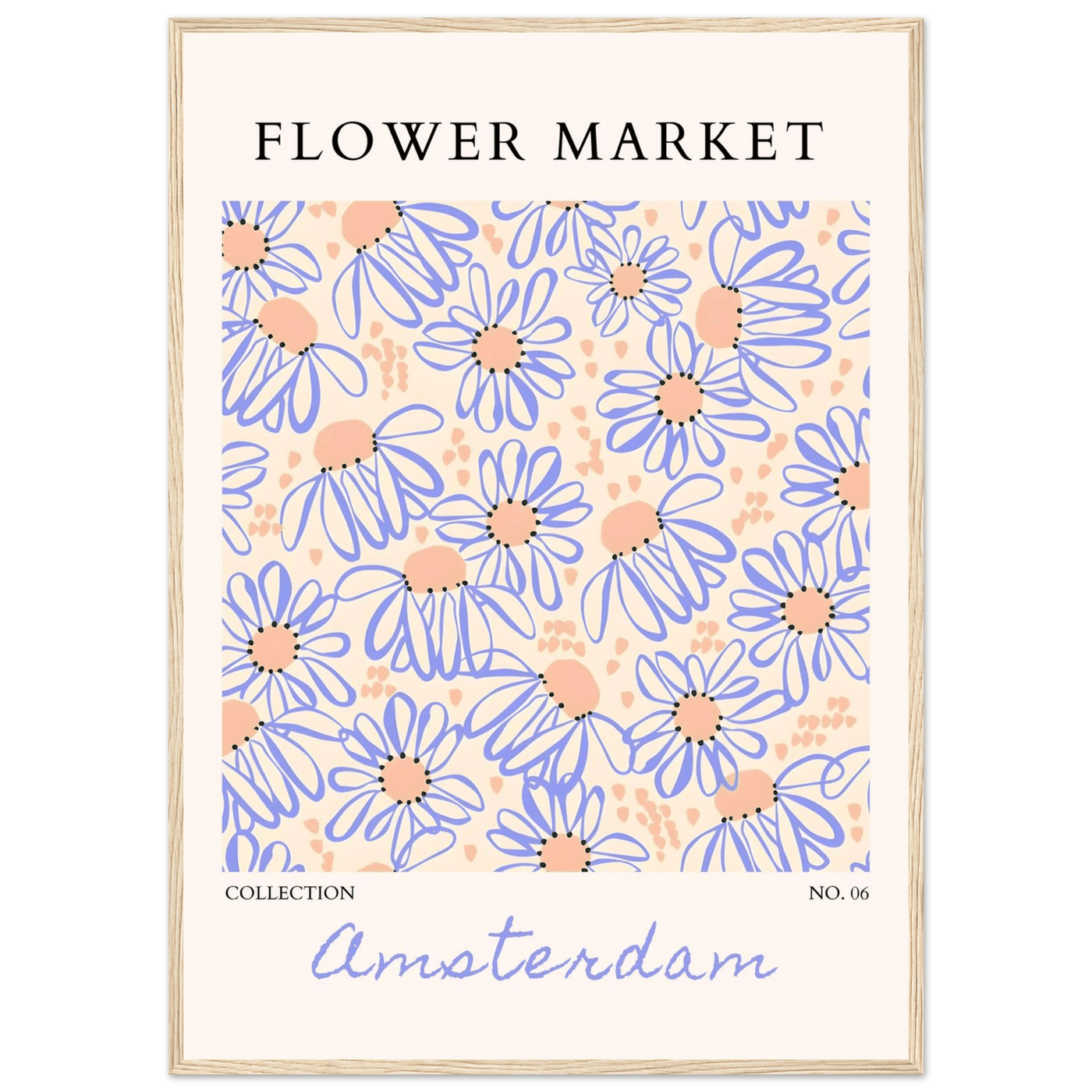 Abstract Floral Market Framed Poster – Whimsical Amsterdam Daisy Art Prints | Ready-to-Hang in Various Sizes - Vibrantwalls