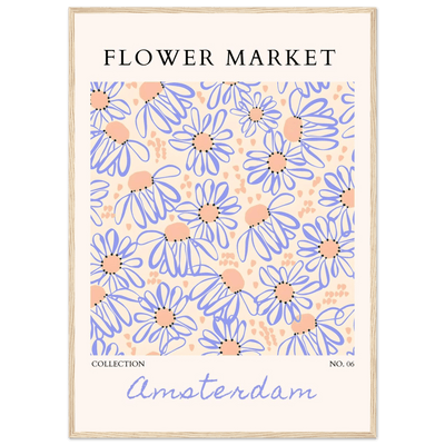 Abstract Floral Market Framed Poster – Whimsical Amsterdam Daisy Art Prints | Ready-to-Hang in Various Sizes - Vibrantwalls