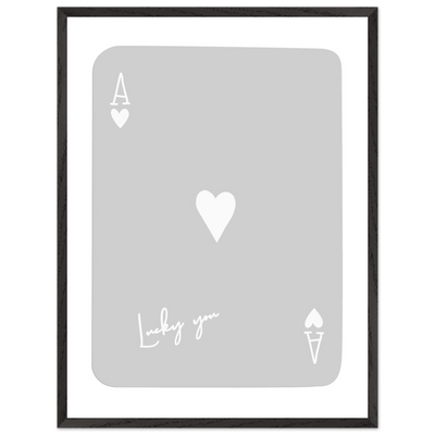Lucky You Ace of Hearts Poker Card Art Print - Minimalist Framed Poster, Eco-Friendly Wood Frame - Vibrantwalls