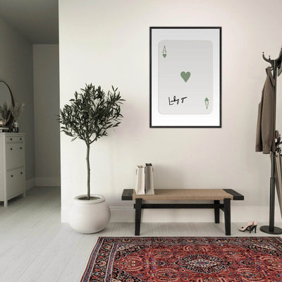 Lucky You Ace of Hearts Print - Botanical Green Framed Poster Art, Eco-Friendly Wood Frame & Choice of Finish - Vibrantwalls