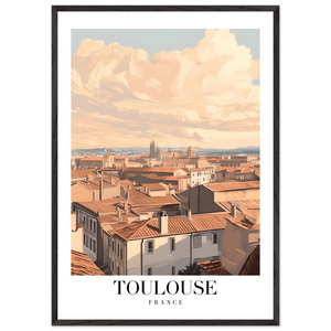 Toulouse France Framed Poster – Vintage Sunset Cityscape Wall Art with Wooden Frame - Vibrantwalls