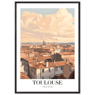 Toulouse France Framed Poster – Vintage Sunset Cityscape Wall Art with Wooden Frame - Vibrantwalls