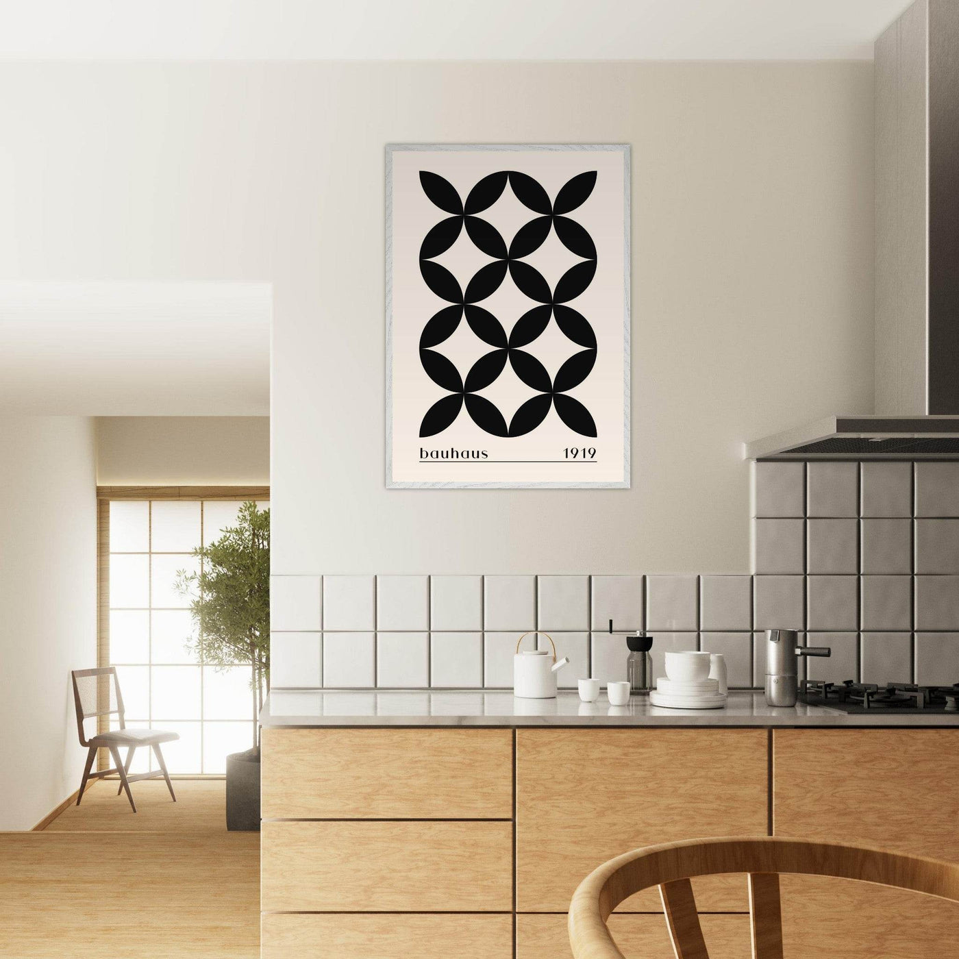 Bauhaus 1919 Black & Beige Circles - Vibrantwalls