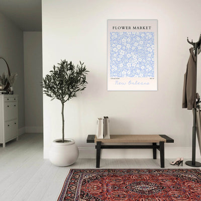 Flower Market New Orleans – Chic Periwinkle Floral Framed Poster | Ready-to-Hang Wall Art - Vibrantwalls