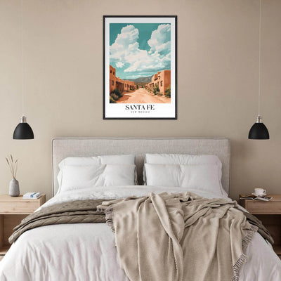 Santa Fe New Mexico Framed Poster – Vintage Southwest Wall Art with Wooden Frame - Vibrantwalls