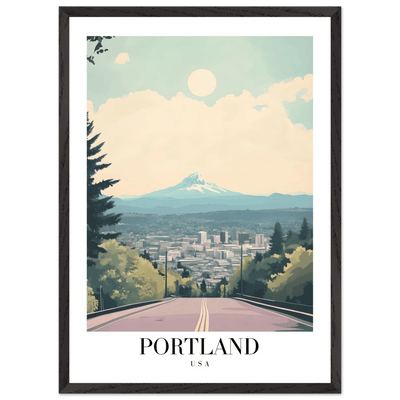 Portland Oregon Framed Poster – Mid-Century Modern Travel Art with Your Choice of Frame - Vibrantwalls